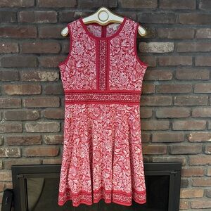 Michael Kors Red and White Floral A-Line Dress